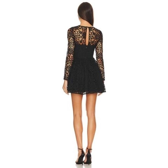 Self-Portrait Tie-neck Mini Dress in Black UK8/US4 - Picture 3 of 11